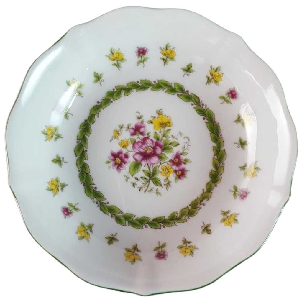 [2127156] Untertasse für Kaffee 14 cm Schaller bunte Blumendekor mit Grünrand Blumen (mit Stempel)