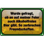 Blechschild 20x30 cm alkoholfreies Bier zerbricht Essen Trinken Bar Club Alkohol