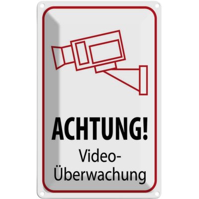 Blechschild 18x12 cm Achtung Videoüberwachung Warnschild Hinweisschild Sicherheit Vorsicht