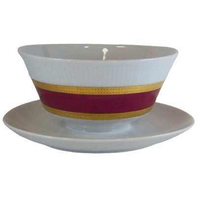 Sauciere mit Teller Goldrand 1tlg Mitterteich Form 870 Rot gebraucht - sehr gut