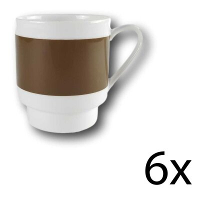 6er Set Kaffeetasse 0,2 L Melitta Hamburg brauner Band gebraucht - neuwertig
