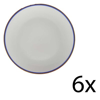 6er Set Kuchenteller Dessertteller 19,1 cm Arzberg Unbestimmten Formen Rand Blau Gold gebraucht - gut