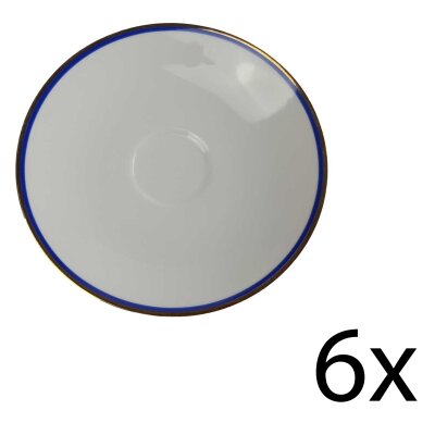 6er Set Untertasse 15 cm Arzberg Unbestimmten Formen Rand Blau Gold gebraucht - gut