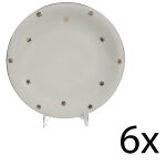 6er Set Porzellan Blumen Golddekor Goldrand elfenbein...