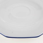 6er Set Untertasse für Kaffee 15,5 cm Marienbad Ingres Weiss blauer Rand gebraucht - gut