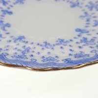 6er Set Untertasse Goldrand Stempeln sind unterschiedlich 13,8 cm Schaller Blaue Lilie Blumendekor Blumen gebraucht - gut