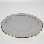 6er Set Untertasse für Kaffee klein Winterling Blumendekor Goldrand weiß
