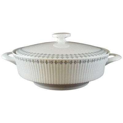 Ragoutterrine Suppenterrine Suppenschüssel Servierschüssel 1 L Eschenbach Relief Grau Rand gebraucht - neuwertig