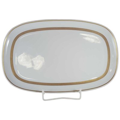 Servierplatte Speiseplatte Fleischplatte Steakplatte 34,9x22,4 cm Arzberg Brasilia Goldstreifen Weiß gebraucht - gut