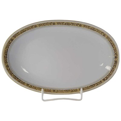 Servierplatte Speiseplatte Fleischplatte Steakplatte 32,5x21 cm Volkstedt Gelb Schwarz Dekor gebraucht - gut