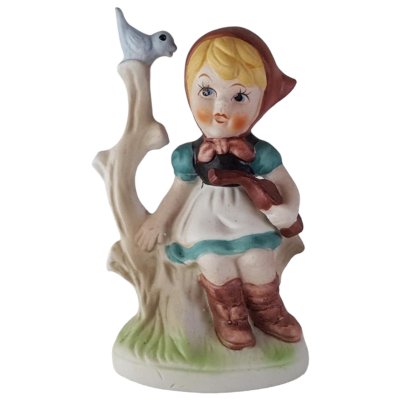 Porzellan Figur Mädchen sitzend H 12,7 cm