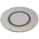 Kuchenteller Dessertteller Frühstücksteller Goldrand 19,2 cm Bareuther Waldsassen Reliefdekor blau gebraucht - gut