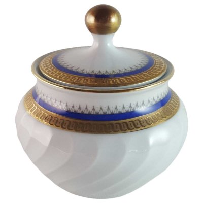 Zuckerdose Goldrand Bareuther Waldsassen Reliefdekor blau gebraucht - gut