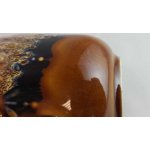 Kaffeetasse mit Untertasse Tasse Sarreguemines SDV France Fat Lava braun weiß schwarz gebraucht - akzeptabel