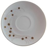 Untertasse für Kaffee 14,6 cm Graf von Henneberg Goldblummchen Rotpunkte gebraucht - gut