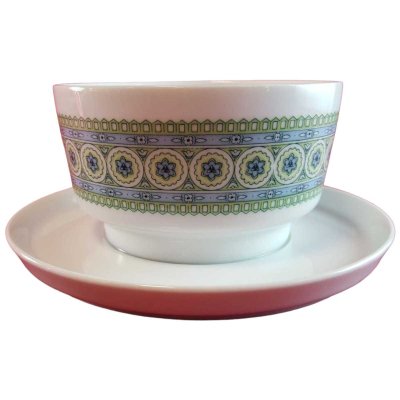 Sauciere mit Teller 1tlg Seltmann Weiden Vohenstrauß grün blau Blumendekor Blumen gebraucht - gut