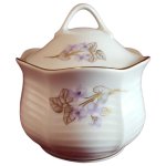 Zuckerdose Golddekor Winterling Marktleuthen lila Blumen gebraucht - sehr gut