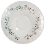 Untertasse 14,7 cm Winterling Kirchenlamitz blau rot Blümchen Relief Wellenrand gebraucht - gut