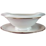 Sauciere mit Teller Golddekor Tielsch Altwasser weiß 7930 gebraucht - gut