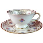 Tasse Espressotasse mit Untertasse & Golddekor Zeh Scherzer Blumendekore Retro Bunte Blumen gebraucht - gut