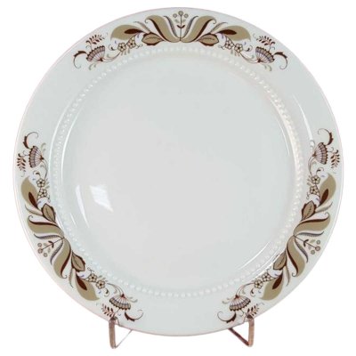 Kuchenteller Dessertteller Frühstücksteller 19,4 cm Eschenbach Venedig Perlrand braunes florales Muster Braun gebraucht - akzeptabel