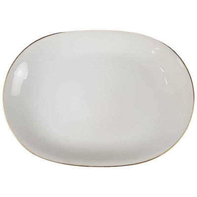 Servierplatte Fleischplatte Steakplatte Goldrand 36,5x26,3 cm Heinrich Anmut weiß 14092 gebraucht - gut