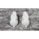 Hase Porzellan Dekofigur weiß liegend Set 2 tlg