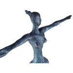 Bronzeskulptur Bronzefigur grün patiniert Patina Frau Abstrakt-Stil
