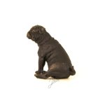 Bronzeskulptur Bronzefigur Statue Tier Hund Mops L 10 Art-Deco-Stil H 8,5 cm