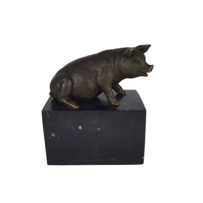 Bronzeskulptur Bronzefigur Schwein Art-Deco-Stil