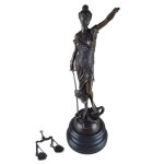 Bronzeskulptur Bronzefigur Justitia Richterin Recht Anwalt Schwert Waage