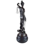 Bronzeskulptur Bronzefigur Justitia Richterin Recht Anwalt Schwert Waage