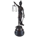 Bronzeskulptur Bronzefigur Justitia Richterin Recht Anwalt Schwert Waage