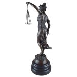 Bronzeskulptur Bronzefigur Justitia Richterin Recht Anwalt Schwert Waage