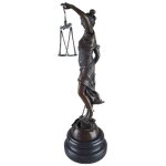 Bronzeskulptur Bronzefigur Justitia Richterin Recht Anwalt Schwert Waage