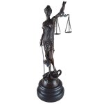 Bronzeskulptur Bronzefigur Justitia Richterin Recht Anwalt Schwert Waage