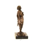 Bronzeskulptur Bronzefigur Stehender Mann mit Feder in Arm Mozart