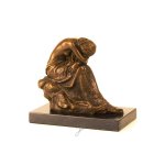 Bronzeskulptur Bronzefigur Halbnackte Kniend Schönheit Frau