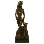 Bronzeskulptur Bronzefigur Cleopatra mit Panter
