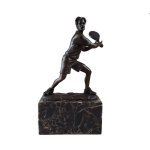 Bronzeskulptur Bronzefigur Sport Mann Tennisspieler Art-Deco-Stil