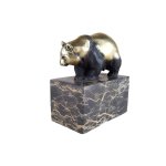 Bronzeskulptur Bronzefigur Stehender Panda Bär