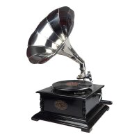 Trichtergrammophon vernickelt 4-eckig viereckig