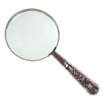 Leselupe Handlupe Vergrößerungsglas & Brieföffner Glas versilbert Set