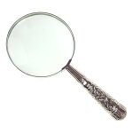 Leselupe Handlupe Vergrößerungsglas & Brieföffner Glas versilbert Set