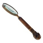 Leselupe Handlupe Vergrößerungsglas Messing brüniert D 10-L 29 cm