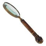 Leselupe Handlupe Vergrößerungsglas Messing brüniert D 10-L 29 cm
