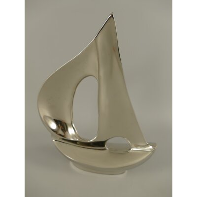 Figur Skulptur Vernickelt Segelboot H 30 cm