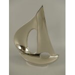 Figur Skulptur Vernickelt Segelboot H 30 cm