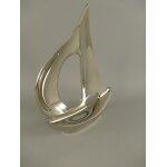 Figur Skulptur Vernickelt Segelboot H 30 cm