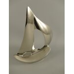 Figur Skulptur Vernickelt Segelboot H 30 cm